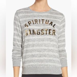 Spiritual Gangster Heather Gray Striped Pullover